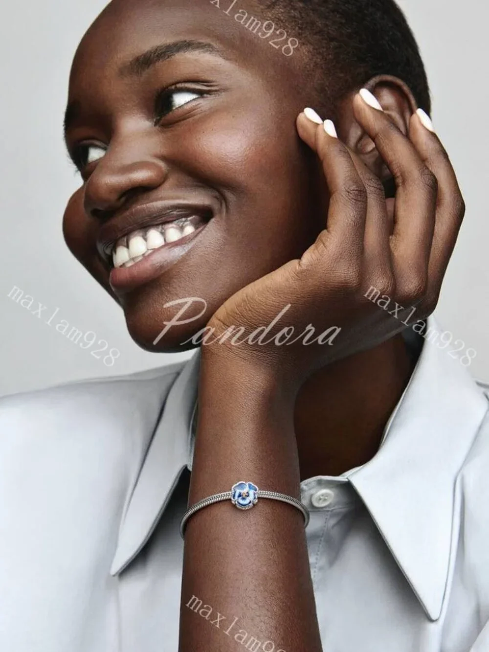 Pandora Blue Pansy Flower Charm